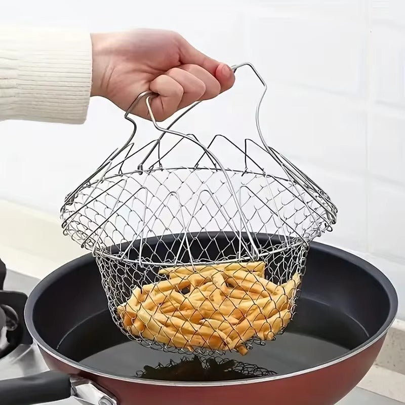Stainless Steel Foldable Multifunctional Frying Basket/Drainer