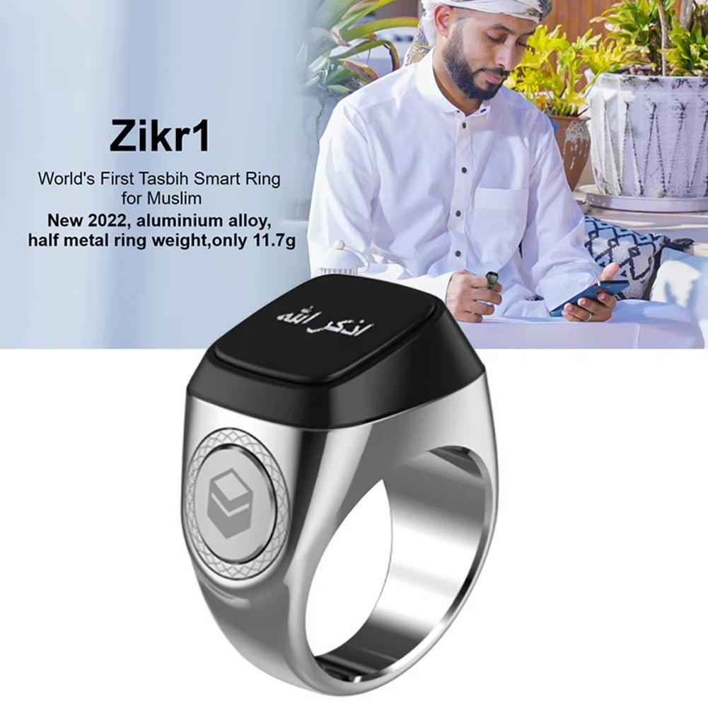 Iqibla Smart Tasbih Ring with digital/LED counter & prayer timing vibration
