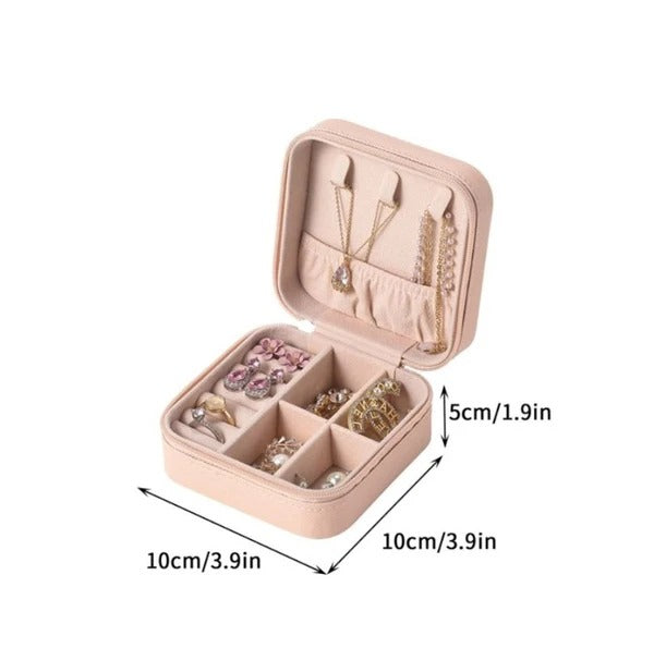 Leather Jewellery Organizer Box with Zipper