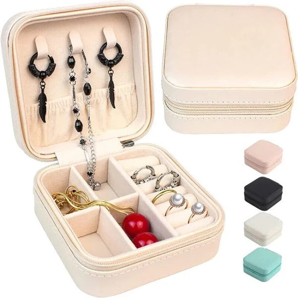Leather Jewellery Organizer Box with Zipper